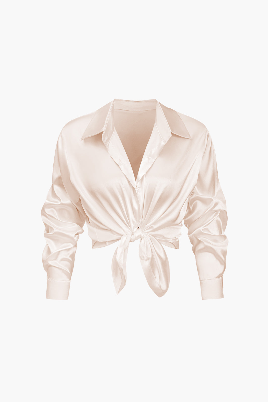 Lillian - Basis Effen Satijnen Dames Langsleeve Shirt