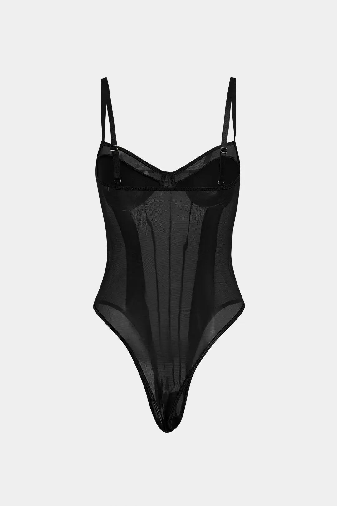 Sexy Rugloze Mesh Corset Bodysuit – Transparant en Verleidelijk