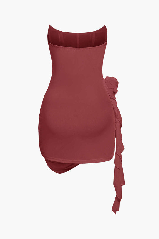 3D Bloemen Rimpel Corset Mini Jurk