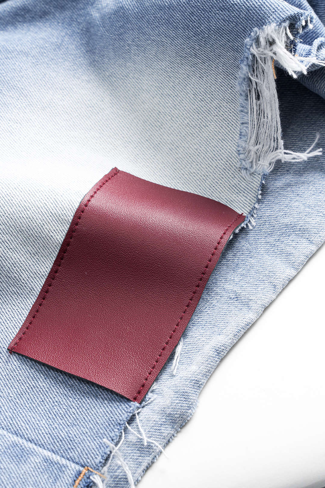 Denim Asymmetrische Knopzak Gescheurde Shorts
