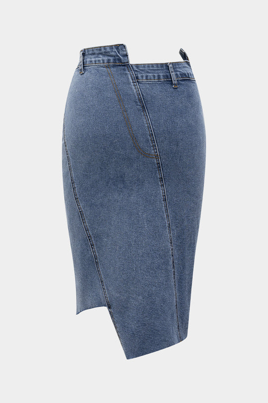 Denim Asymmetrische Knoprok