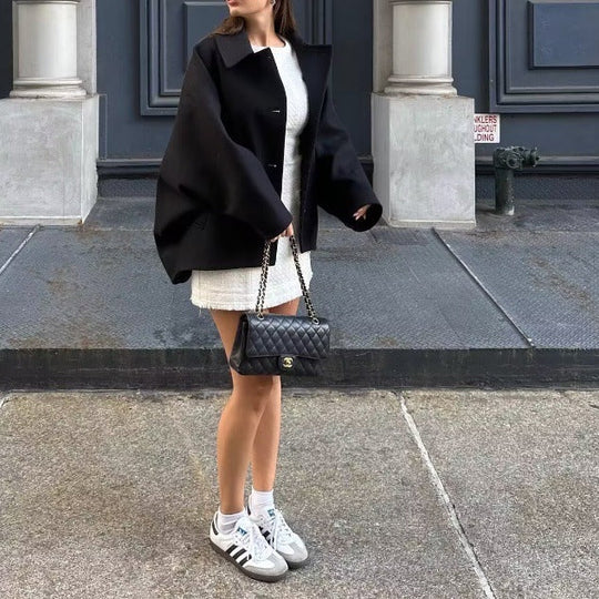 Dames Oversized Jas | Klassieke Reverskraag | Wollen Look | Wintercoat