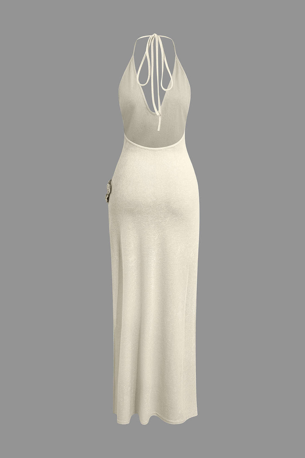 3D Bloem V-Hals Rugloos Split Maxi Jurk