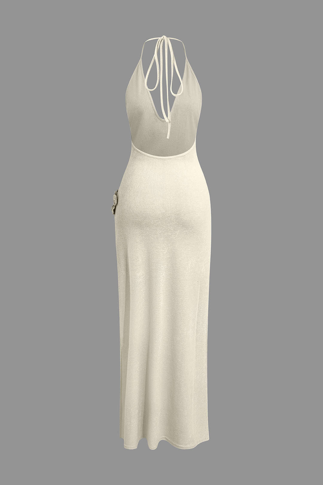 3D Bloem V-Hals Rugloos Split Maxi Jurk