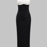 Contrast Halter Maxi-jurk – Stijlvol, Geraffineerd en Perfect voor Zomeravonden