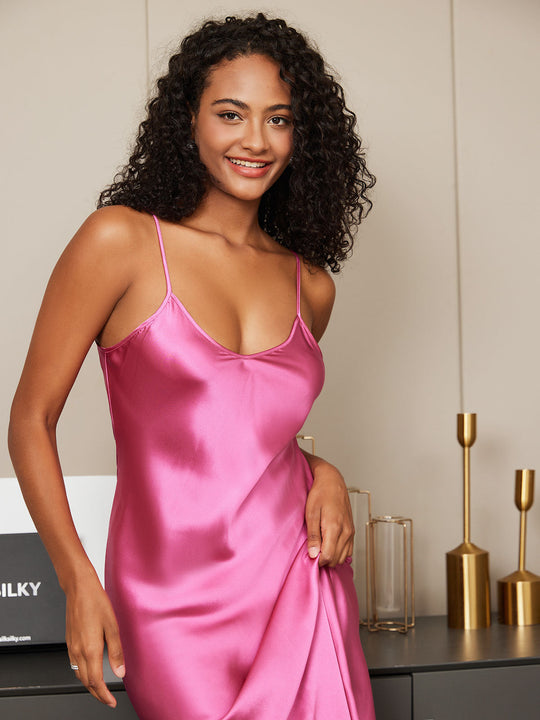 Amelina - Luxueuze Silhouette Dames Spaghetti Band Lang Nachthemd