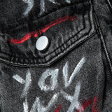 Graffiti Flap Pocket Denim Mini Rok