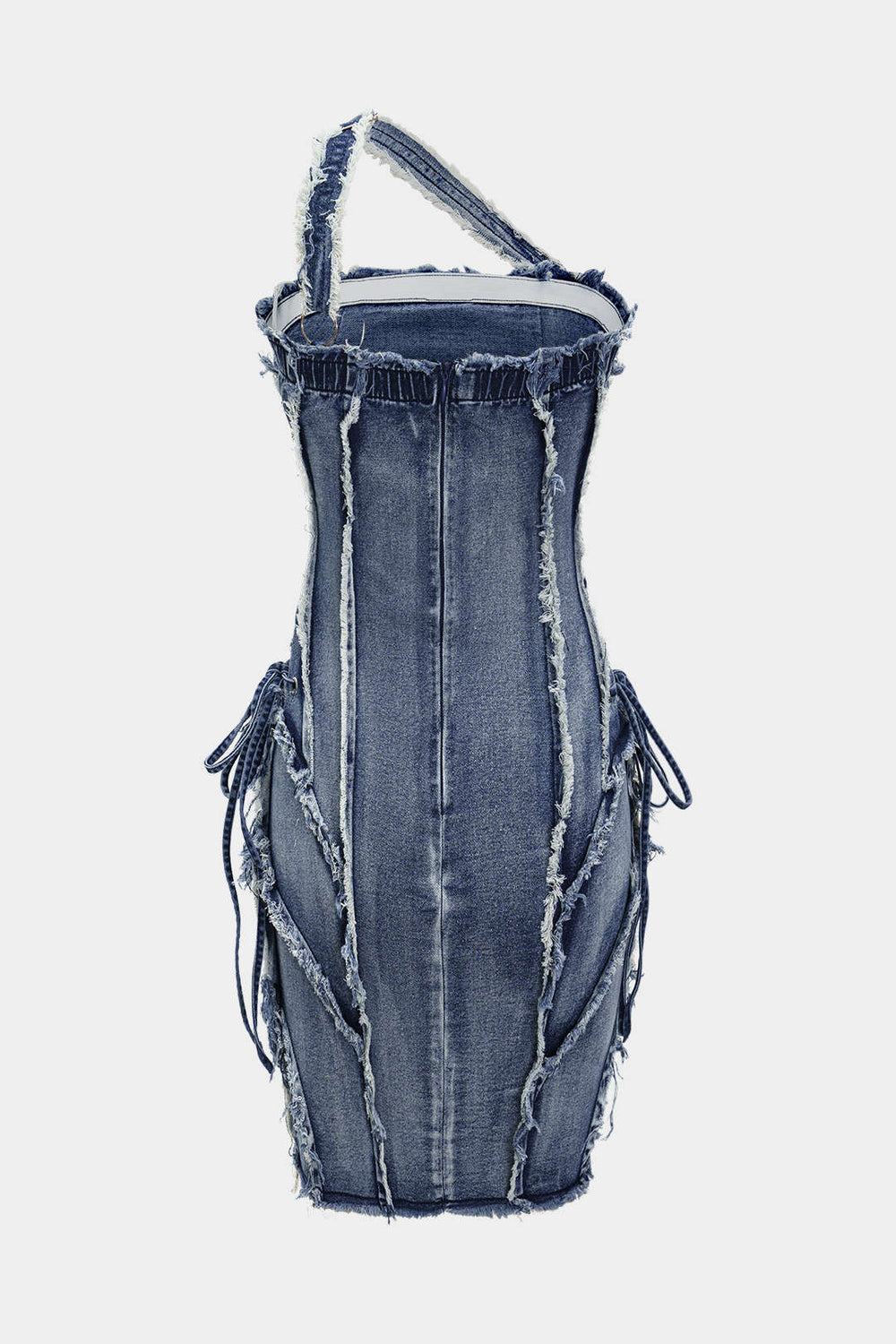Asymmetrische Franje Denim Mini Jurk
