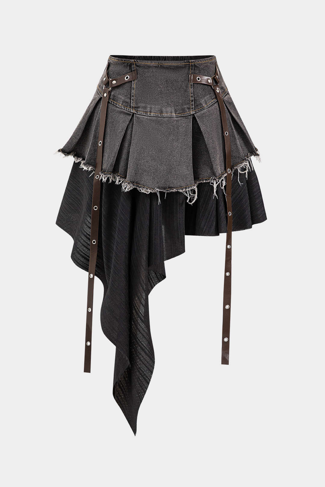Denim Hoge Taille Patchwork Rok