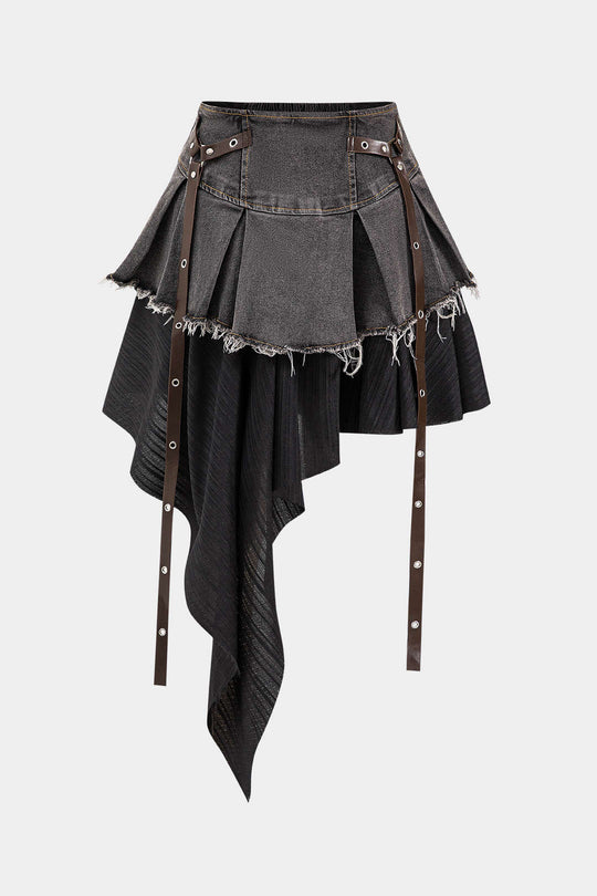 Denim Hoge Taille Patchwork Rok