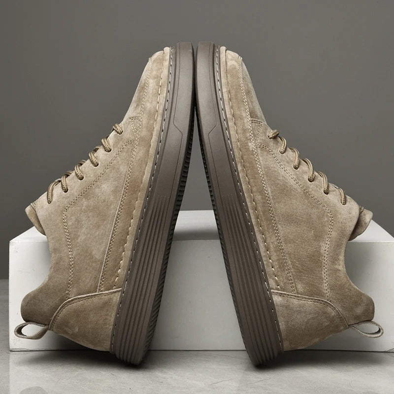 Heren Casual Veterschoenen met Contrast Zool en Verhoogde Stiksels
