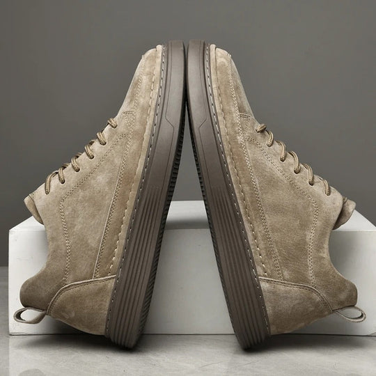Heren Casual Veterschoenen met Contrast Zool en Verhoogde Stiksels