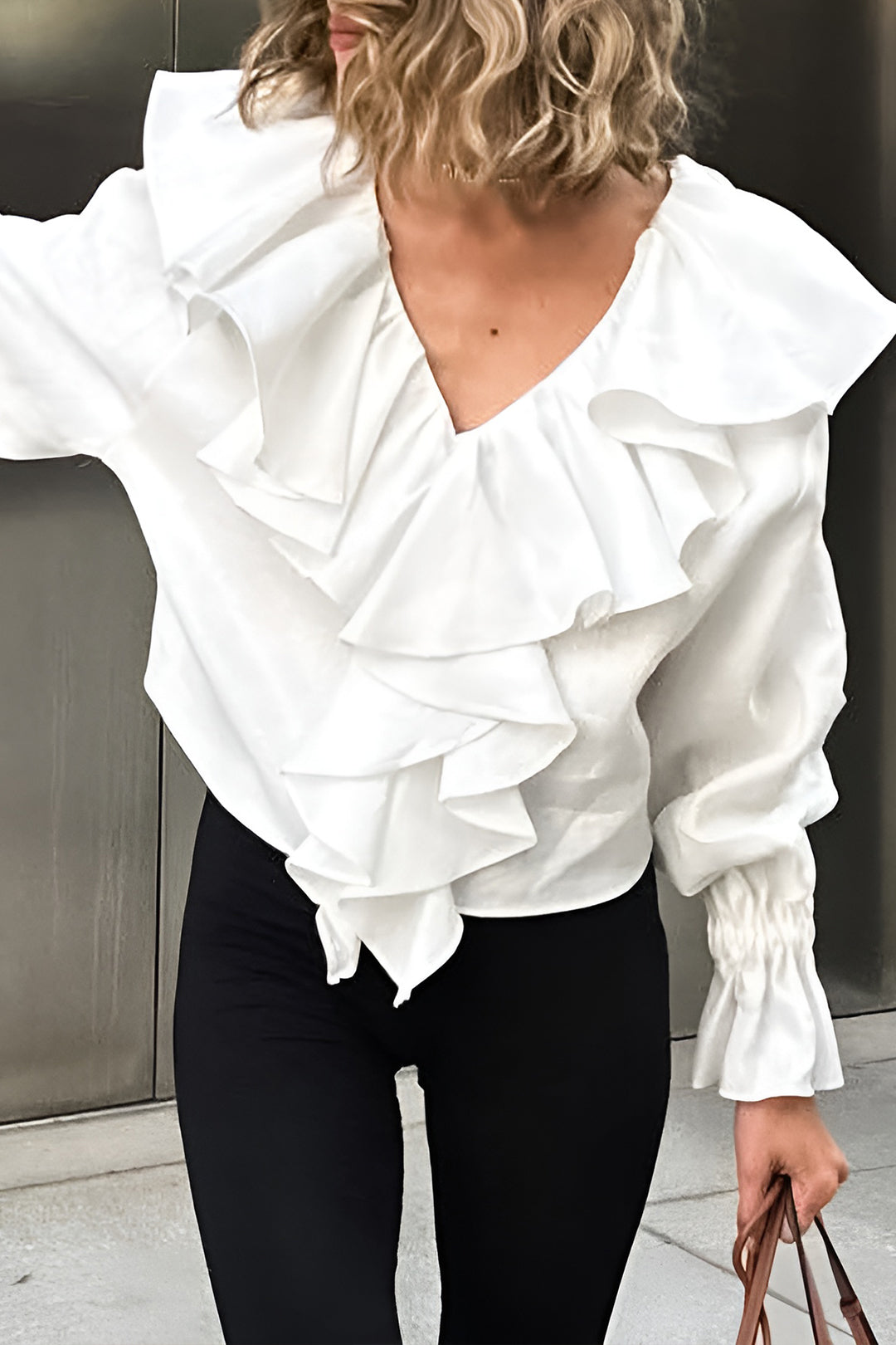Quinley - Tijdloze Rimpelstijl Dames Langsleeve Shirt