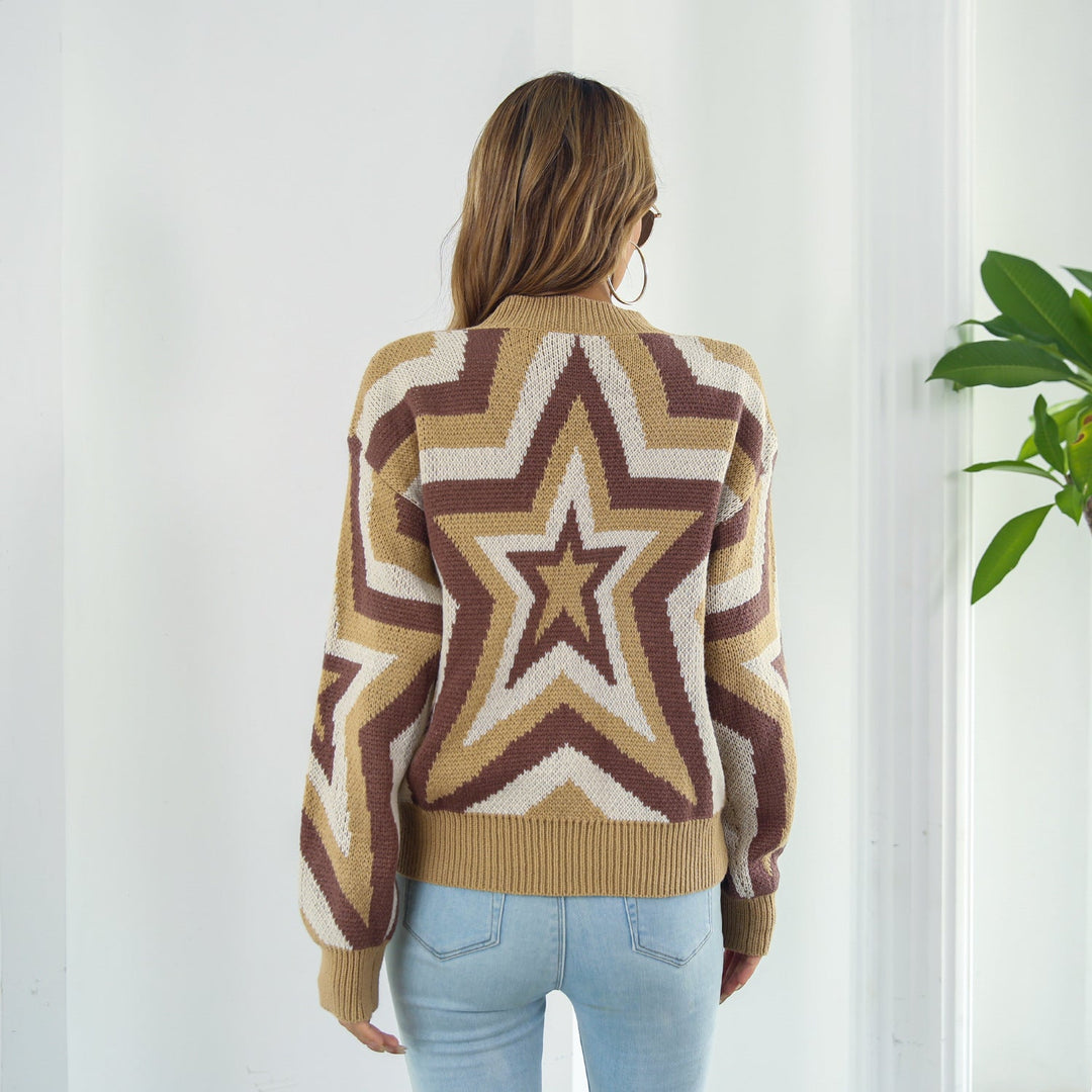 Ster Vallen Schouder Trui | Geribbelde Ronde Hals | Casual & Chic Lange Mouwen