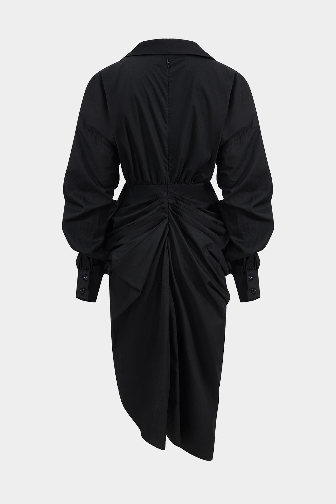 V-hals Rimpel Split Midi Jurk