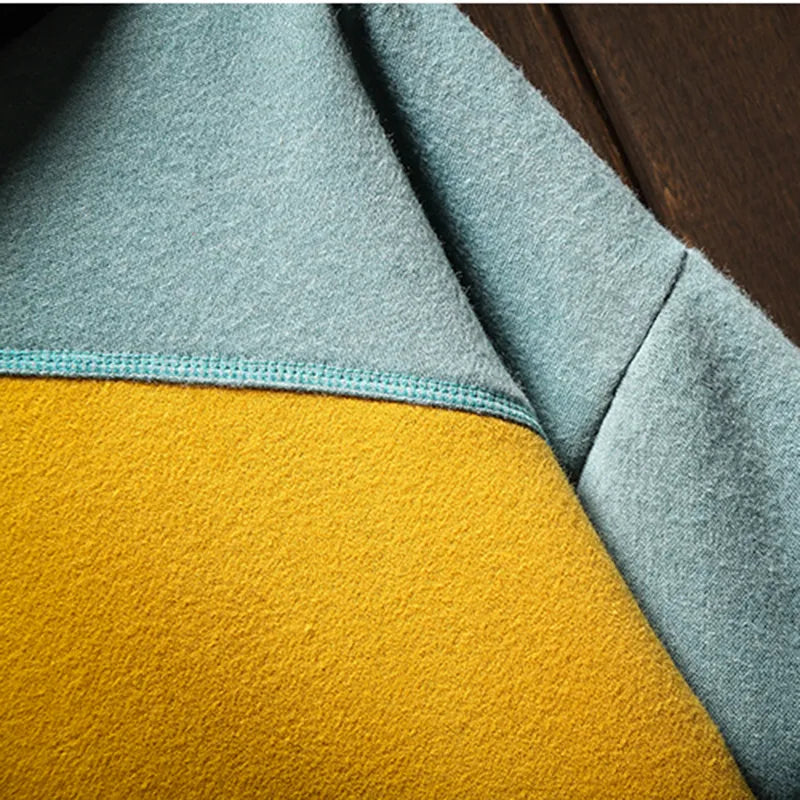 Heren Geometrische Colorblock Hoodie met Kangoeroezak Ontwerp