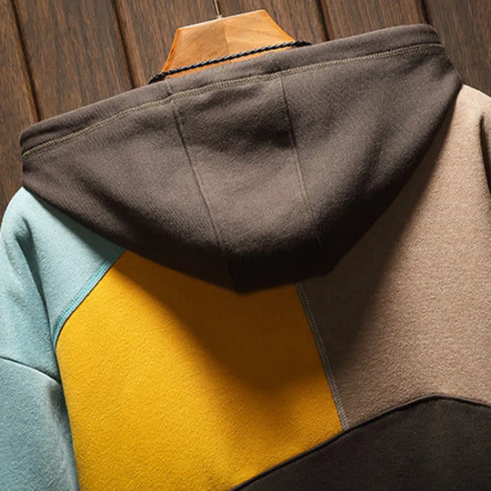 Heren Geometrische Colorblock Hoodie met Kangoeroezak Ontwerp