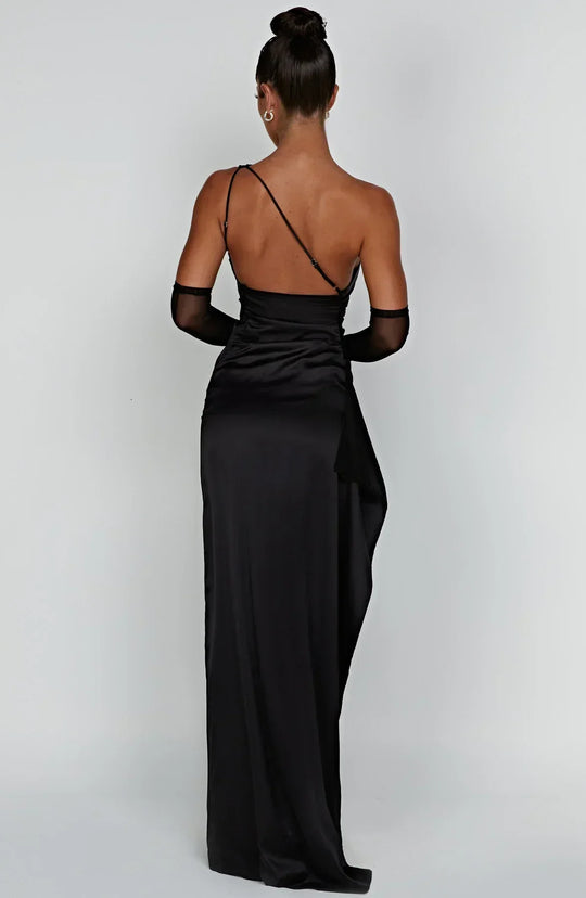 Elara - Luxe Satijnen One-Shoulder Splitjurk