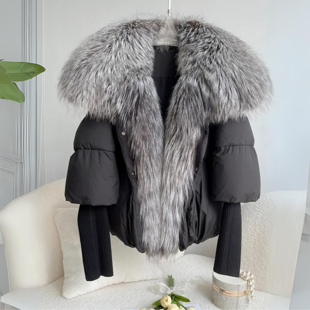 Damespufferjas met kraag van imitatiebont | Winterwarmte | Outdoorstijl