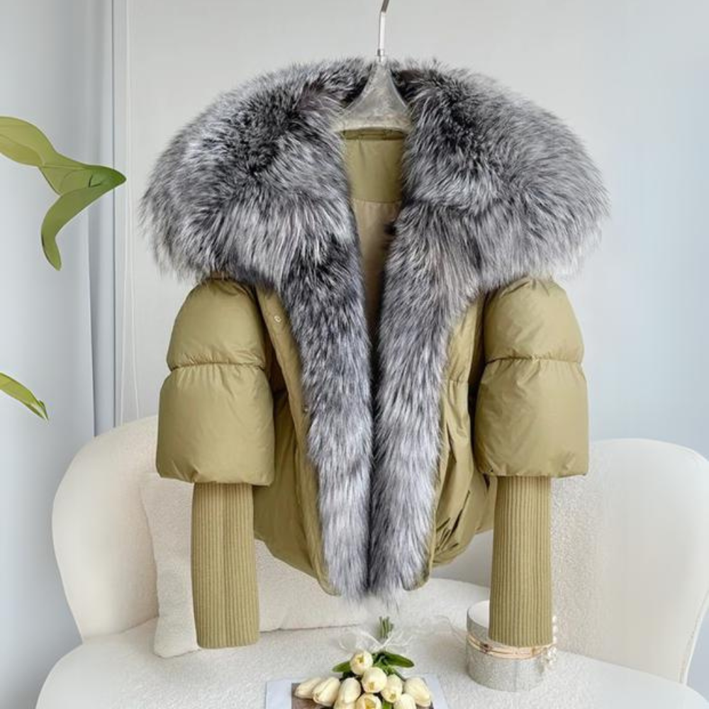 Damespufferjas met kraag van imitatiebont | Winterwarmte | Outdoorstijl