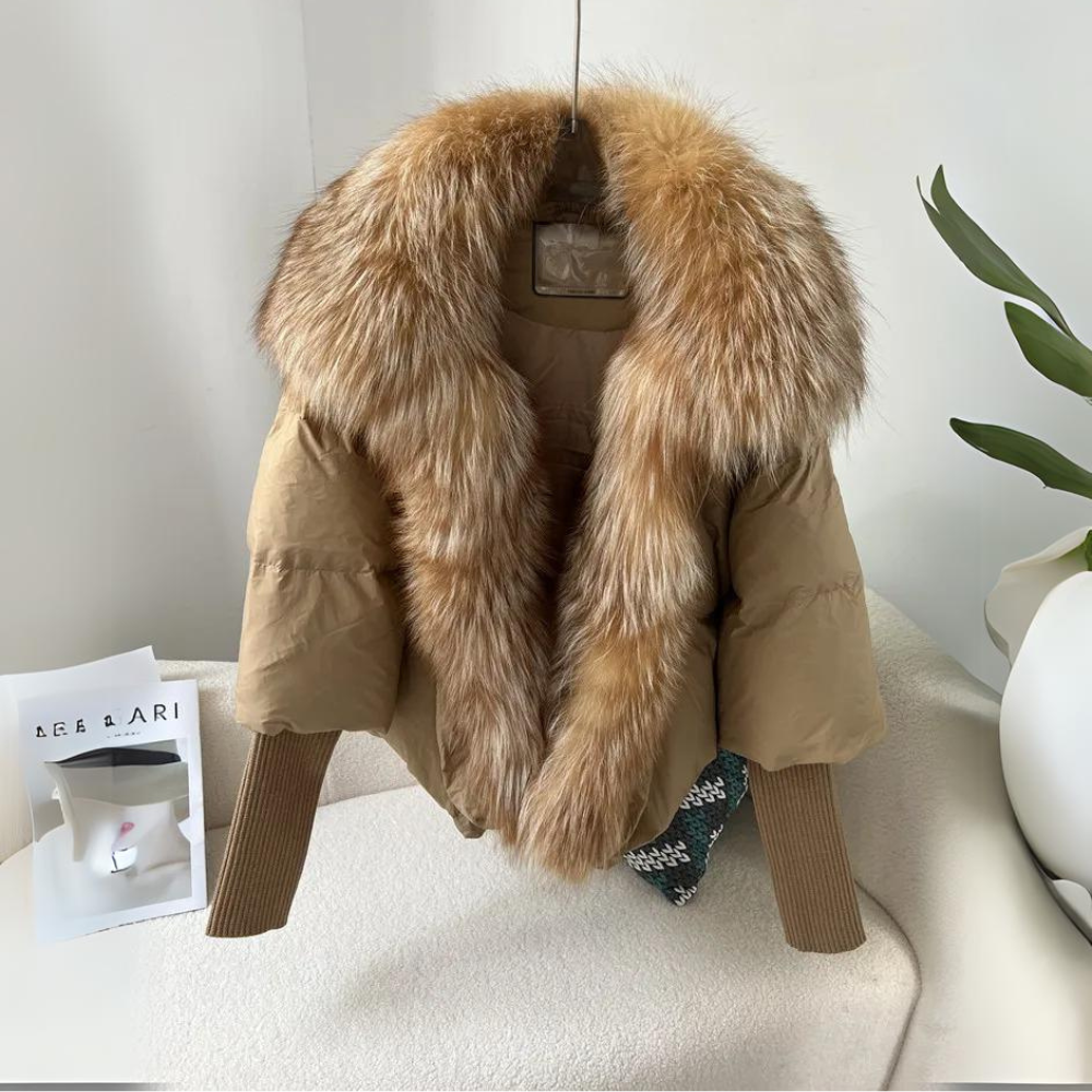 Damespufferjas met kraag van imitatiebont | Winterwarmte | Outdoorstijl