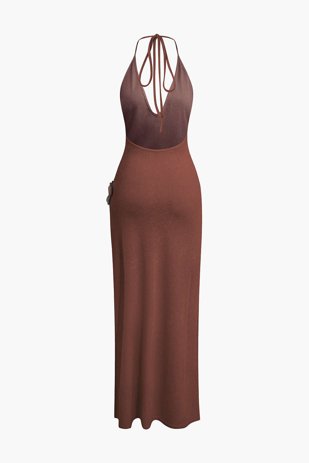 3D Bloem V-Hals Rugloos Split Maxi Jurk
