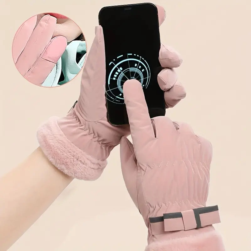 Winterhandschoenen met Strik en Touchscreenfunctie voor Dames | Ideaal voor Buitensporten