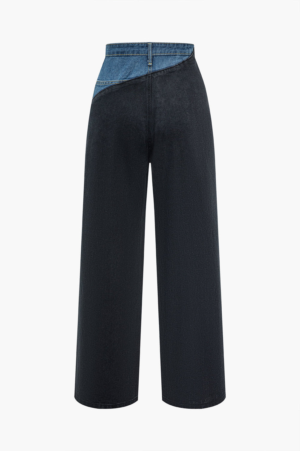 Patchwork Denim Kleur Blok Rits Jeans