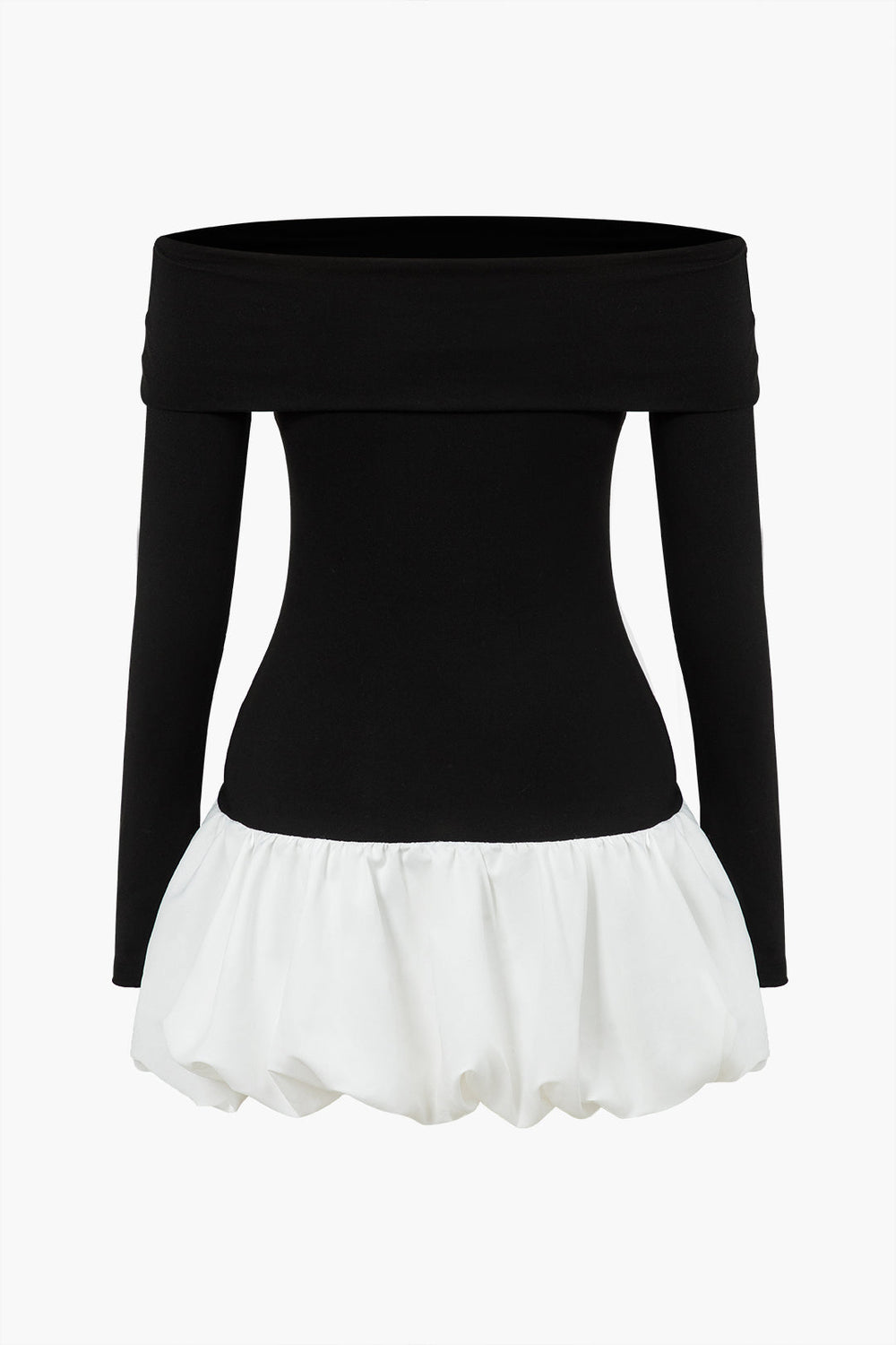 Off Shoulder Patchwork Mini Jurk