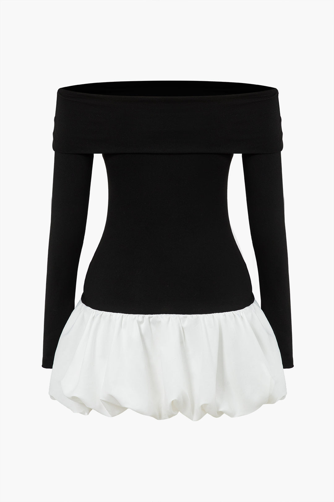Off Shoulder Patchwork Mini Jurk