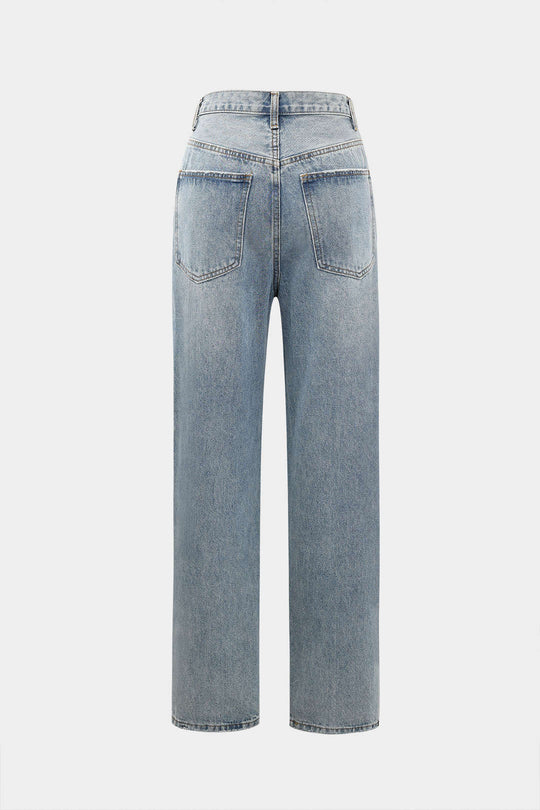 Asymmetrische Taille Rechte Jeans