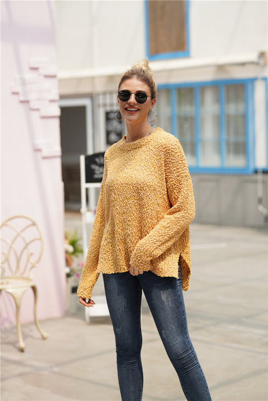 Fuzzy Zijsplit Hoge-Laag Trui | Comfortabel & Stijlvol