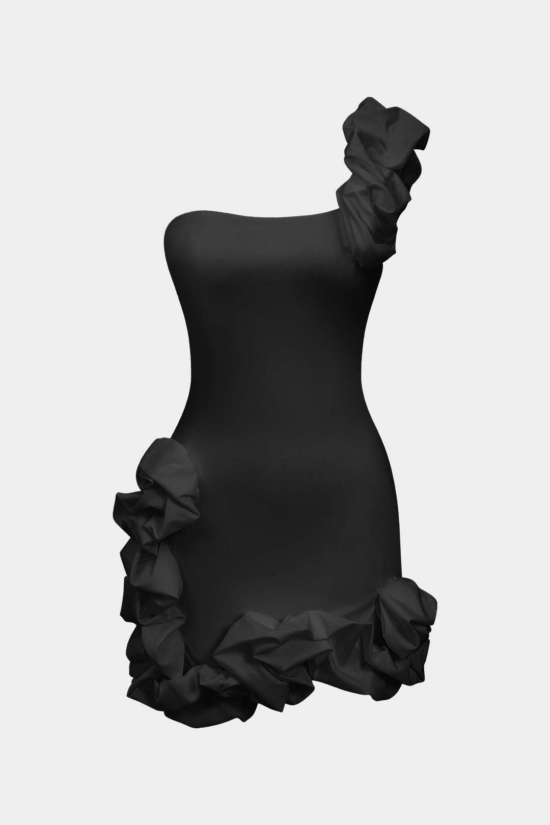 Ruffle One Shoulder Mini Jurk