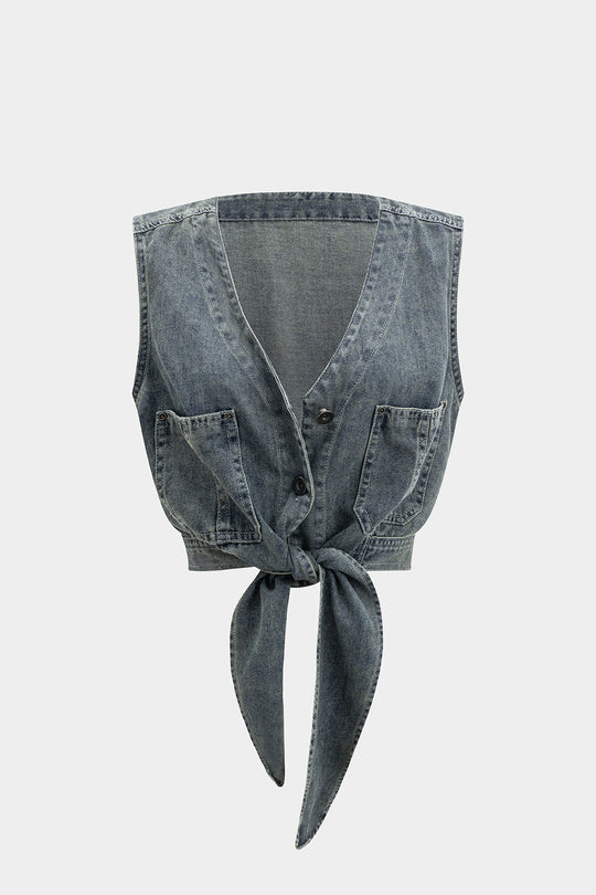Denim Strik Voor Vest