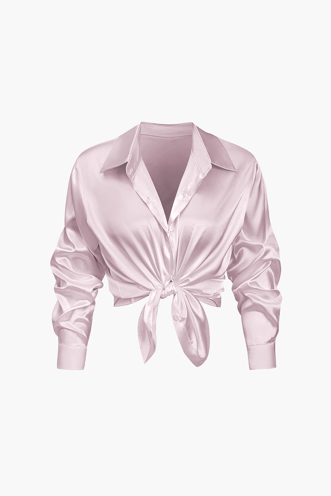 Lillian - Basis Effen Satijnen Dames Langsleeve Shirt