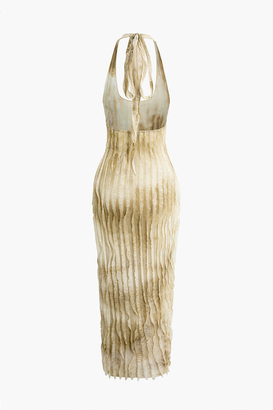 Doorzichtig Rimpel Textuur Halter Rugloze Maxi Jurk