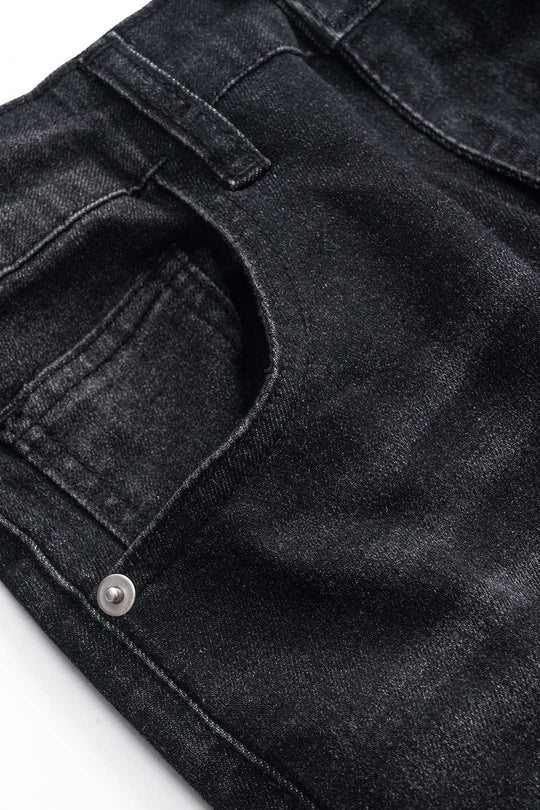Gescheurde Cut Out Knop Pocket Wijde Pijpen Jeans