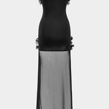 Mesh Patchwork Off Shoulder Strapless Mouwloos Mini Jurk