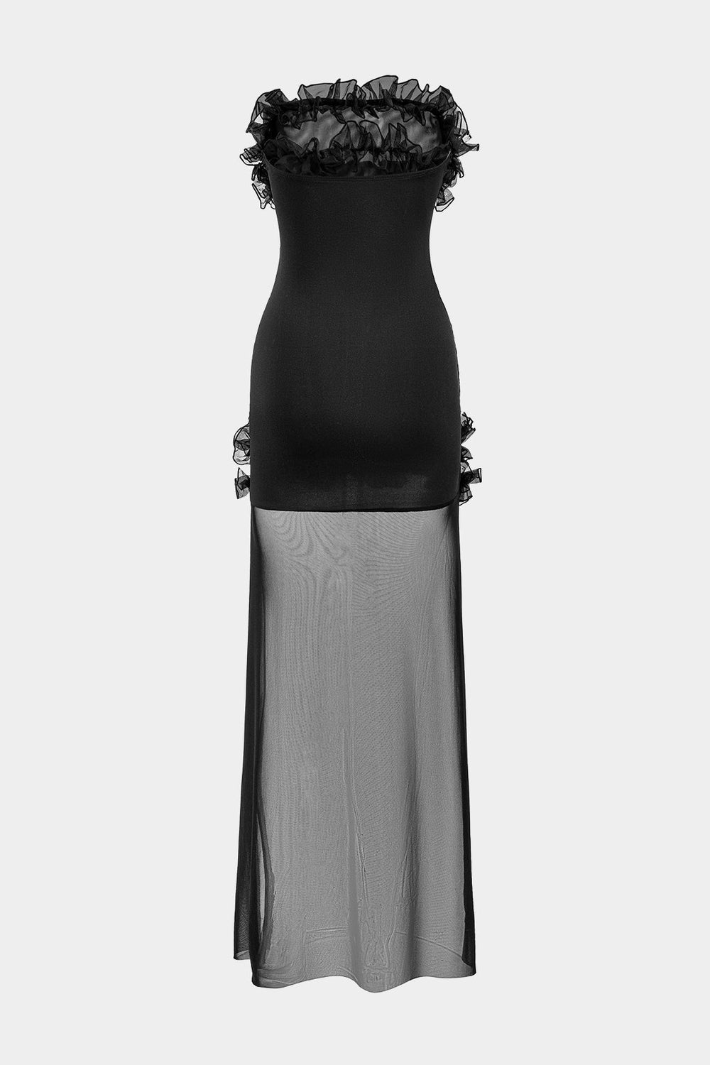 Mesh Patchwork Off Shoulder Strapless Mouwloos Mini Jurk