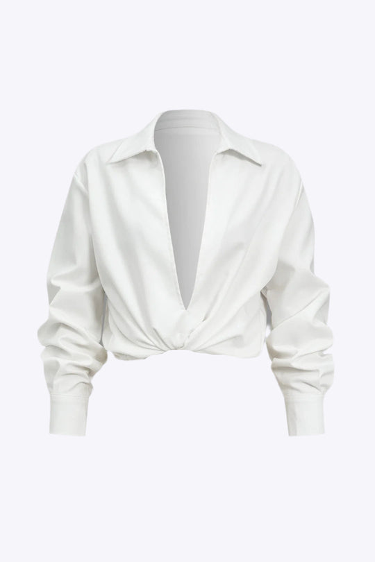 Nicola - Klassieke V-hals Effen Stijl Dames Lange Mouwen Shirt