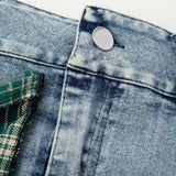 Asymmetrische Patchwork Denim Minirok