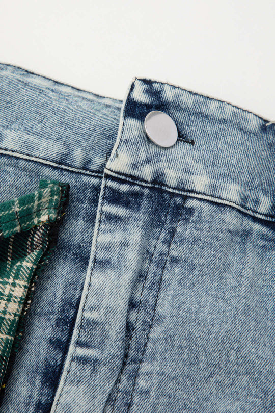 Asymmetrische Patchwork Denim Minirok