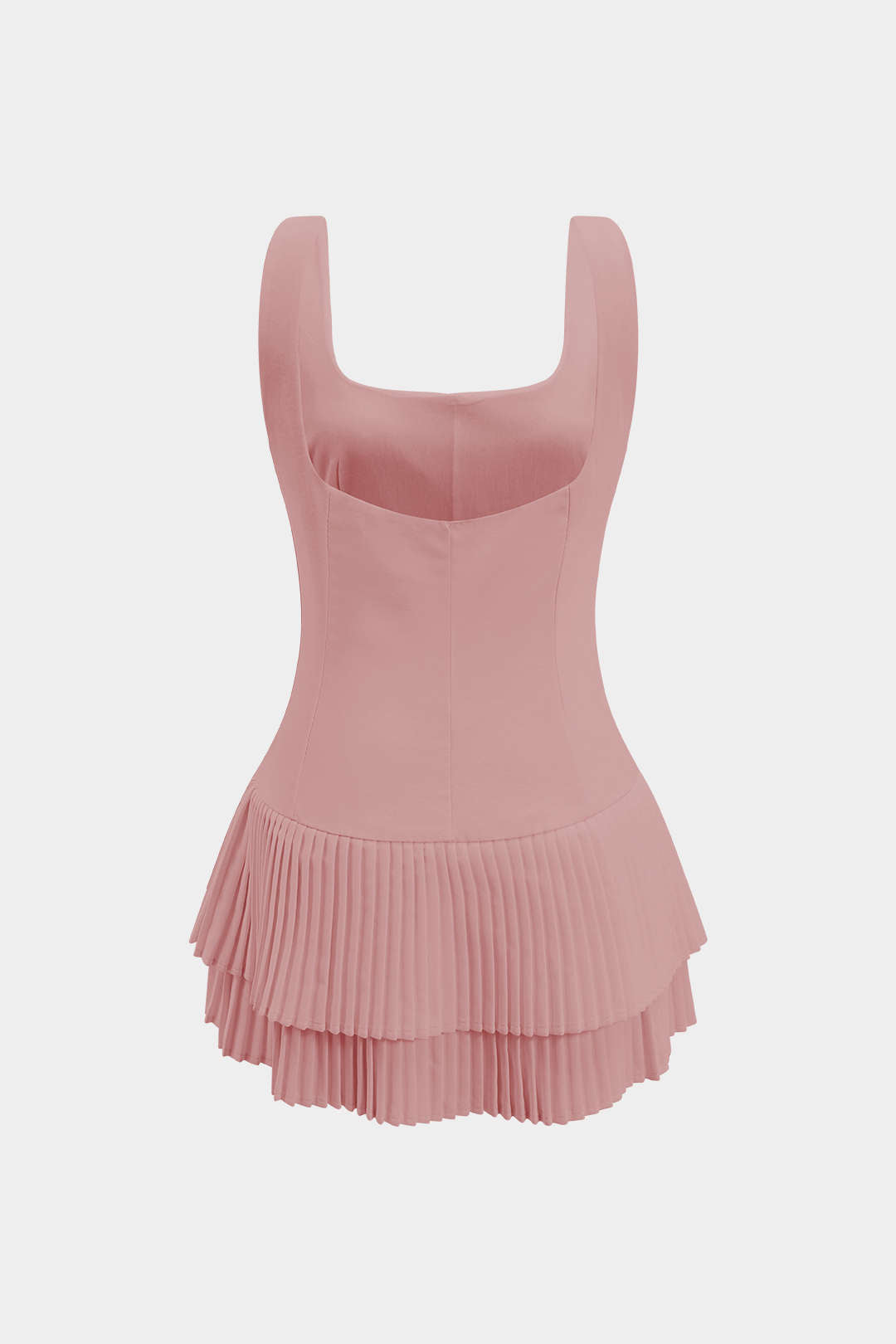 Effen Geplooide Rugloze Mini Jurk