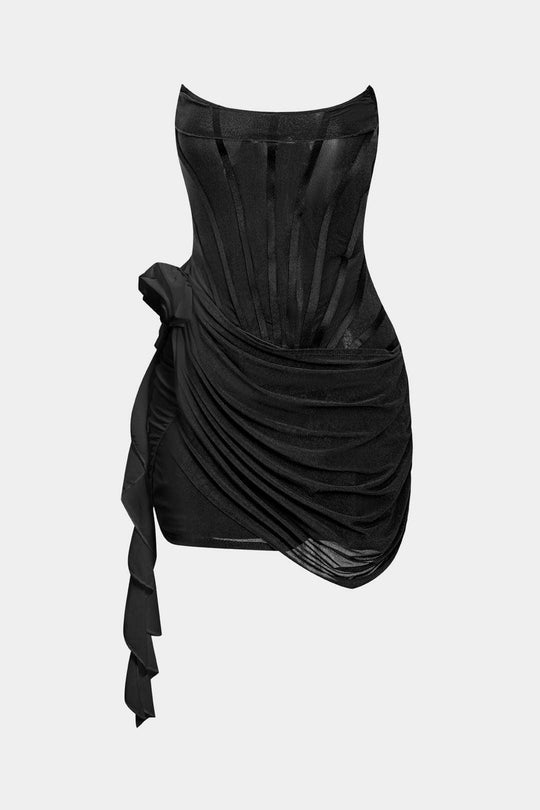 3D Bloemen Rimpel Corset Mini Jurk