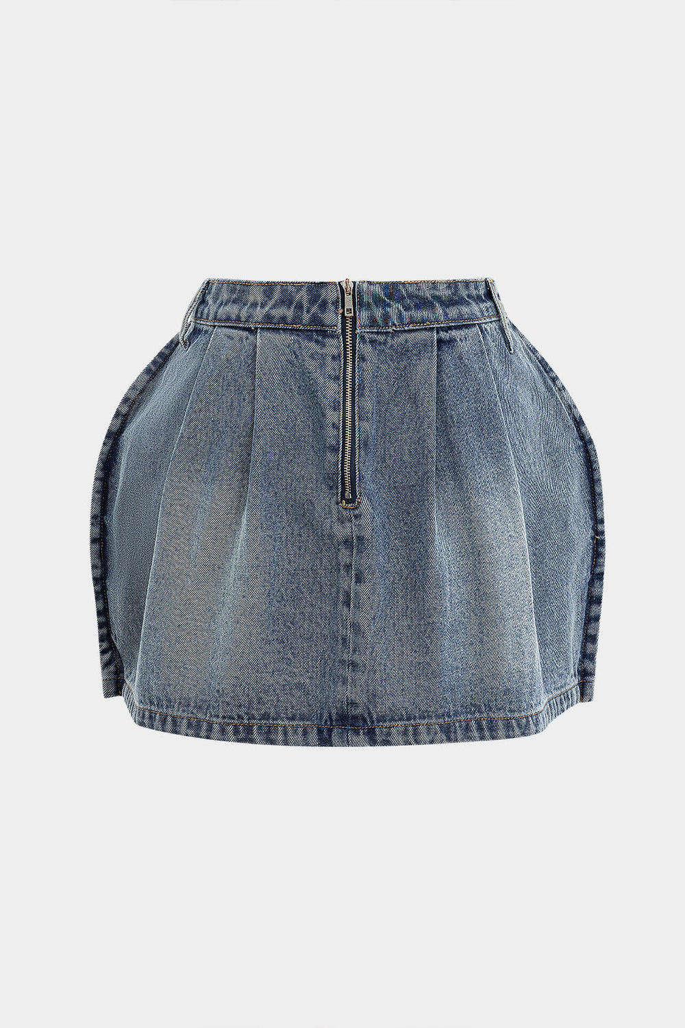 Denim Puff Hem Mini Rok