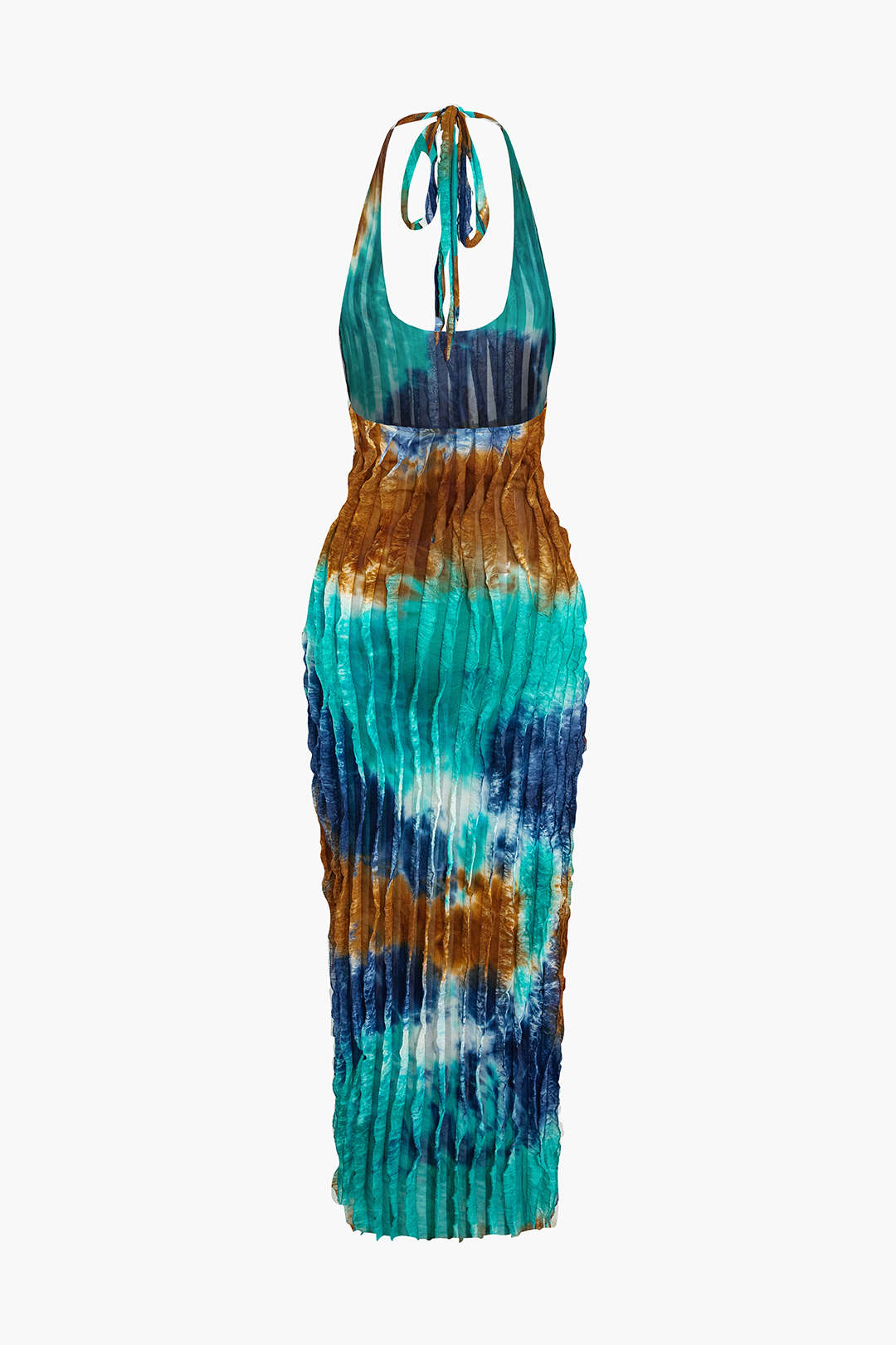 Doorzichtig Rimpel Textuur Halter Rugloze Maxi Jurk