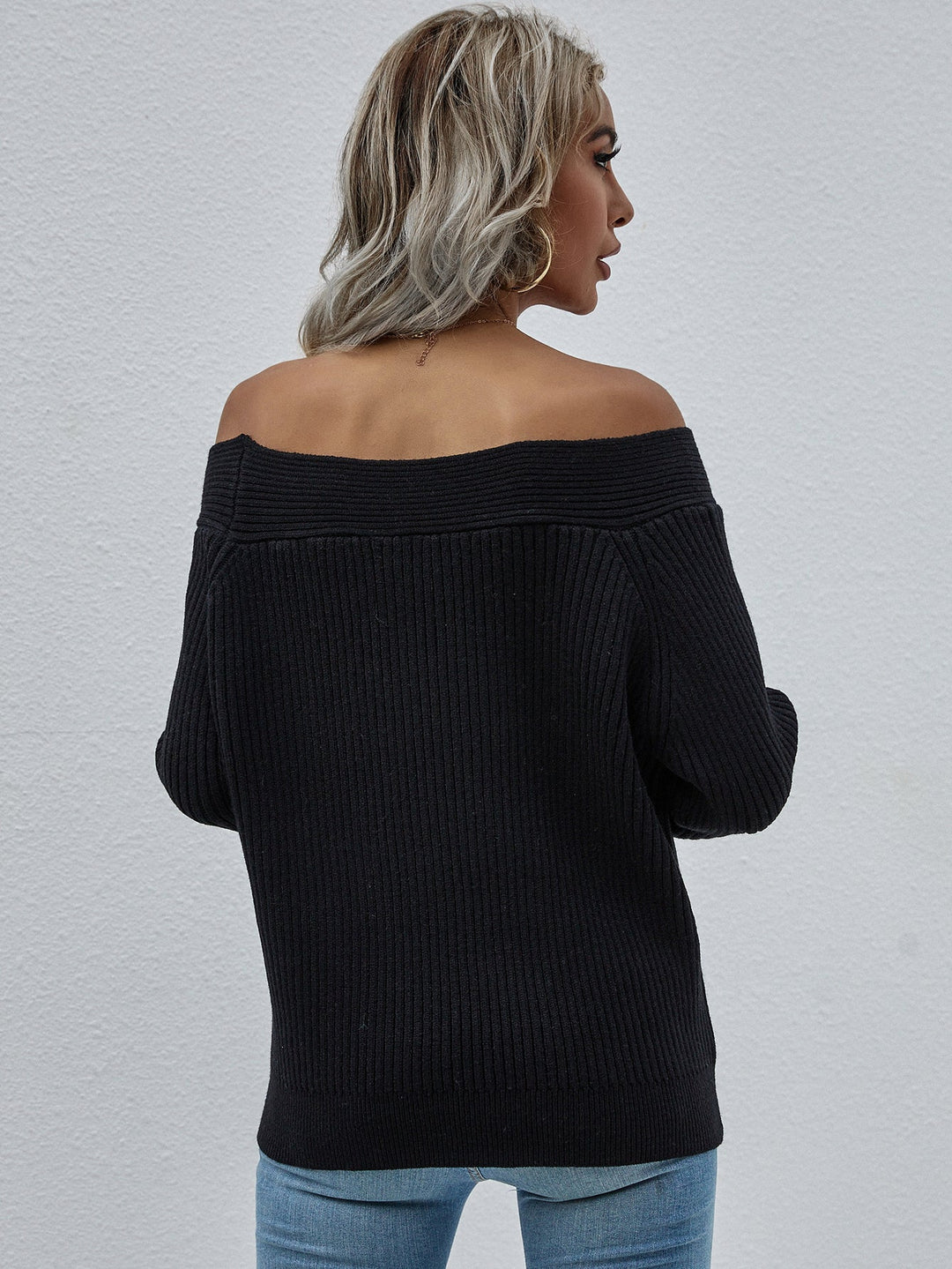 Off-Shoulder Rib-Knit Trui | Stijlvol & Comfortabel