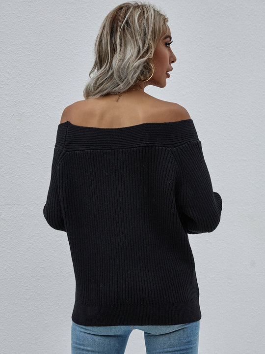 Off-Shoulder Rib-Knit Trui | Stijlvol & Comfortabel