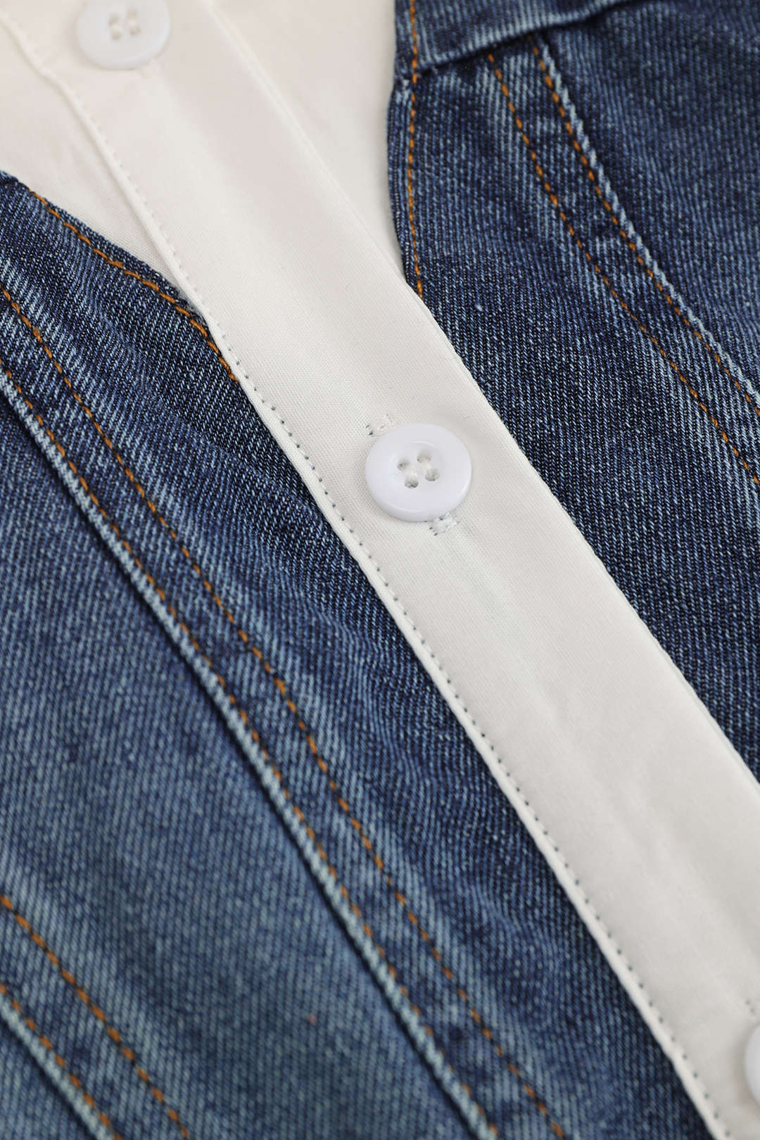 Harper - Moderne Patchwork Detail Dames Corset Langemouwen Shirt