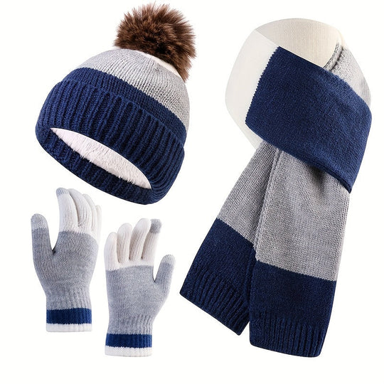 Gebreid 3-delig Set met Muts, Sjaal en Handschoenen | Ideaal voor de Winter